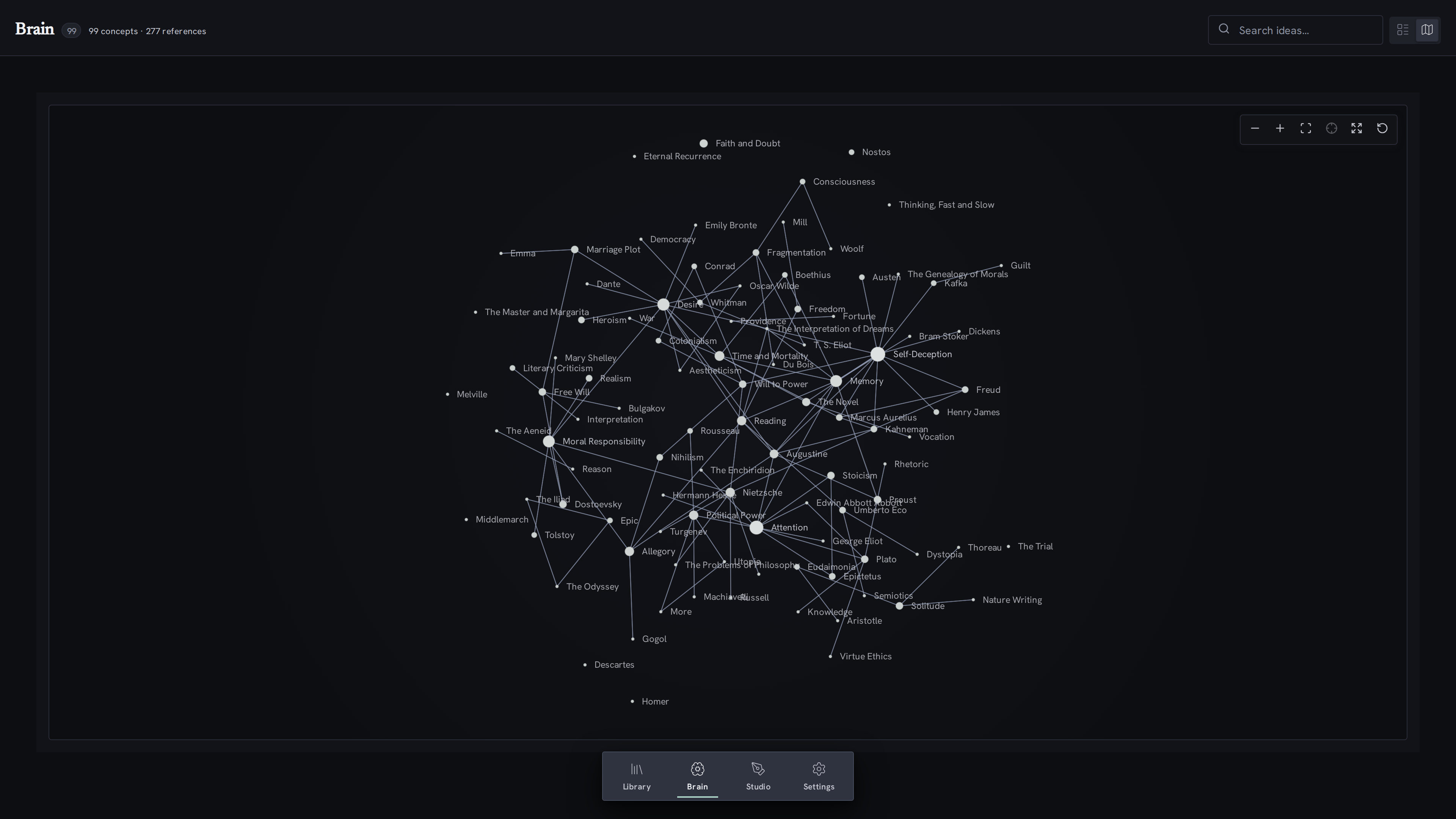 Nostos Concept Network Graph dark mode