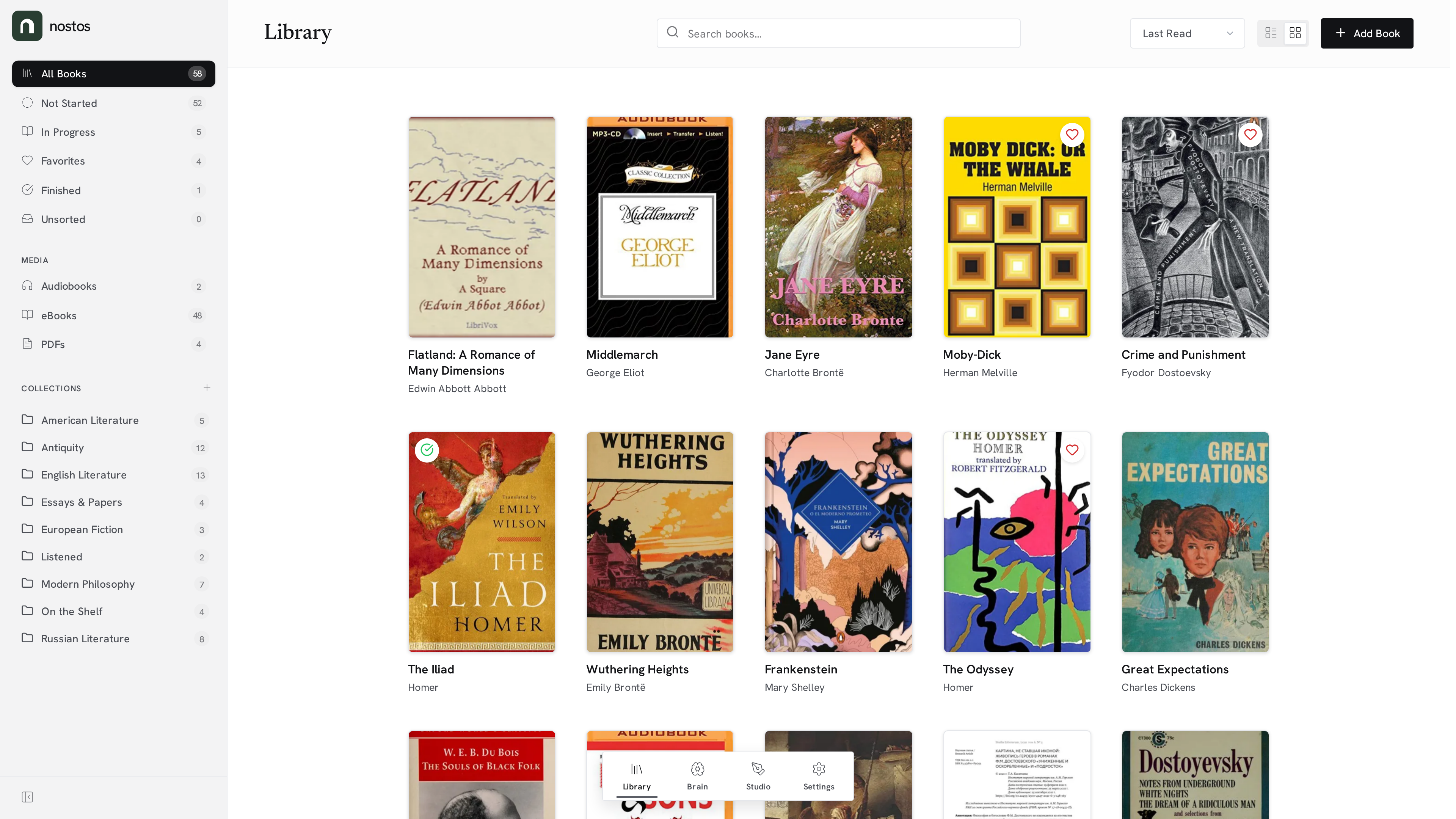 Nostos 1080p desktop library interface