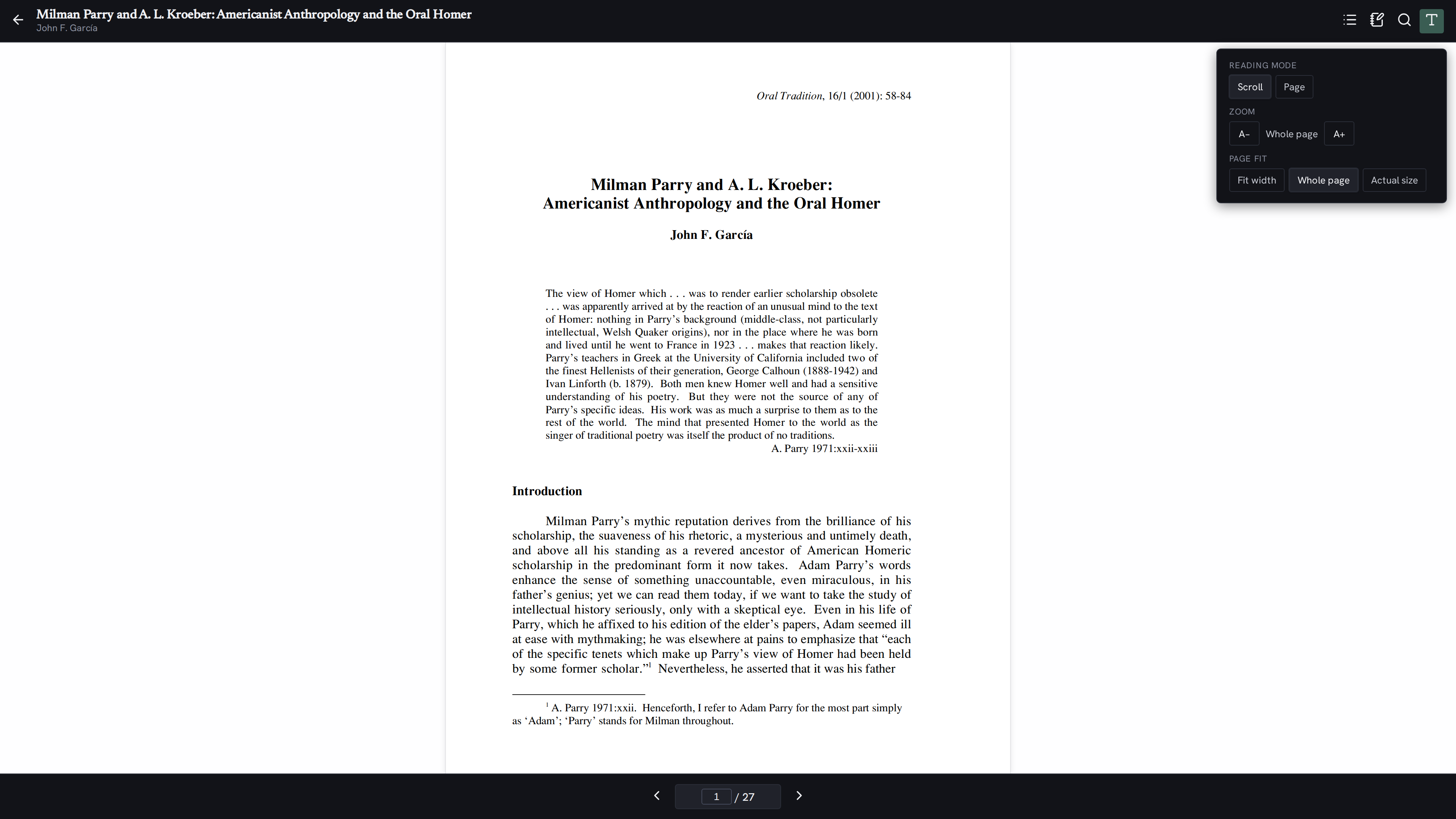Nostos PDF Reader desktop dark