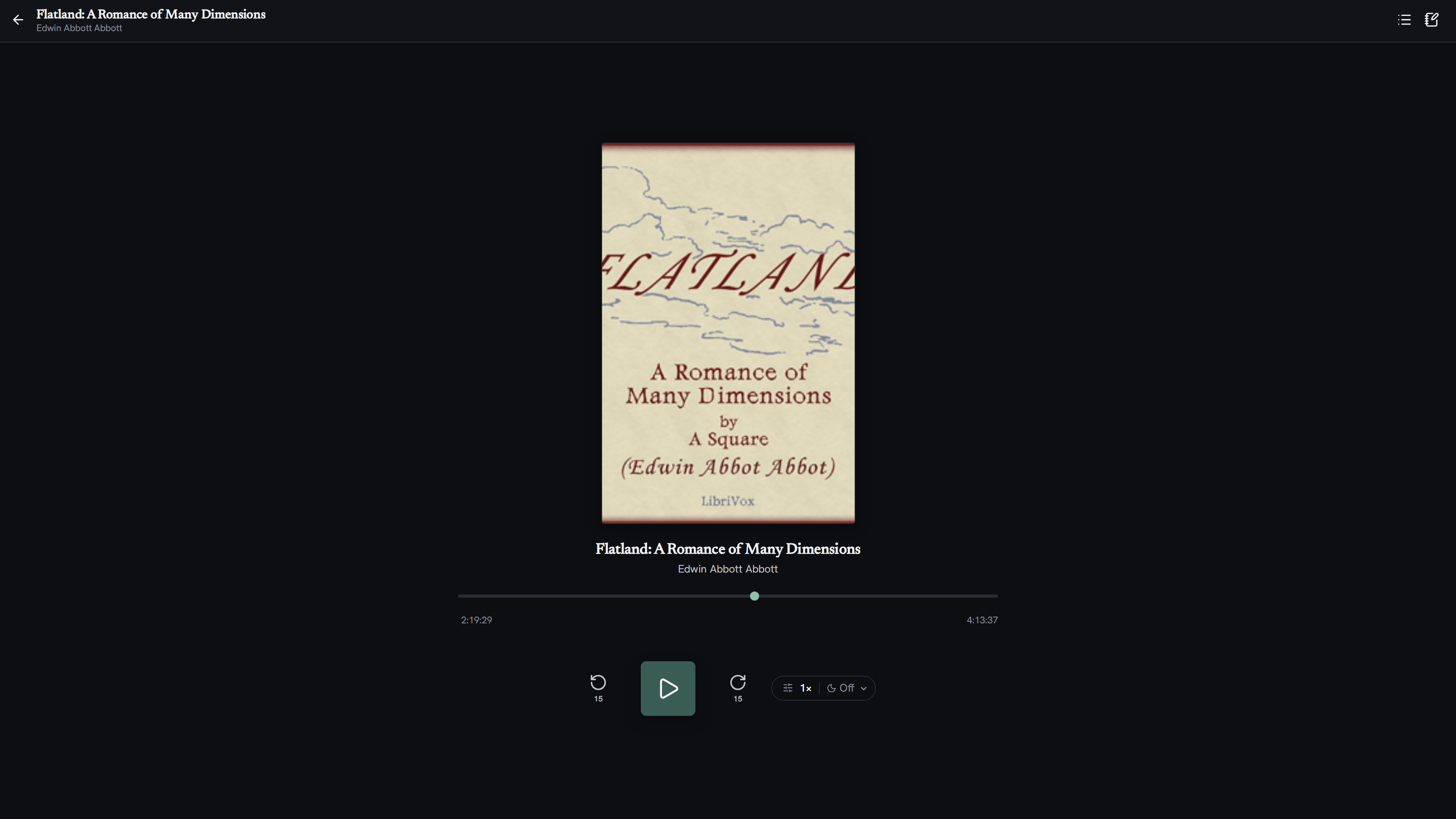 Nostos Audiobook reader desktop dark