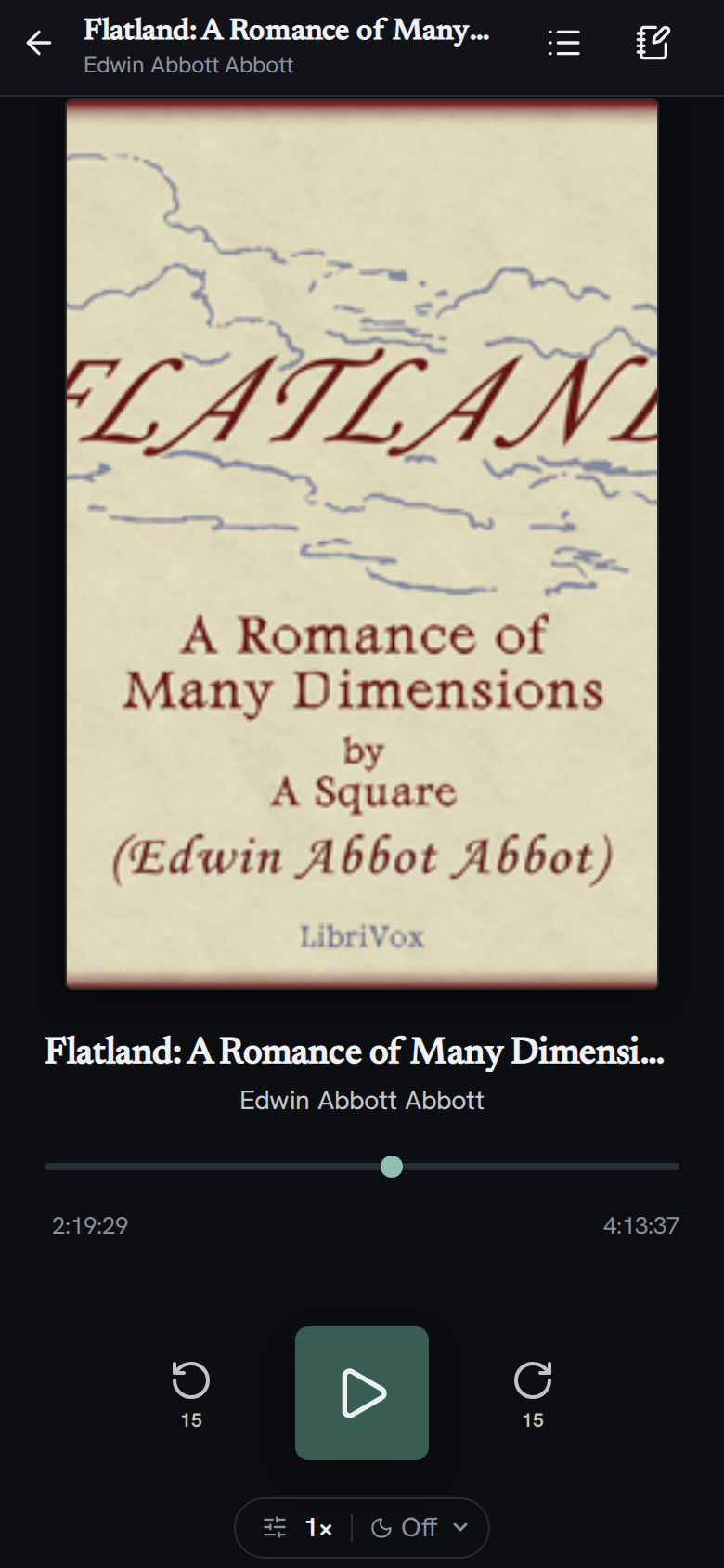 Nostos Audiobook reader mobile dark